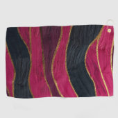 Pink Black Gold Abstract Luxury Magenta Marble ゴルフタオル (横)