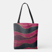 Pink Black Gold Abstract Luxury Magenta Marble トートバッグ (裏面)