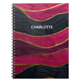 Pink Black Gold Abstract Luxury Magenta Marble ノートブック