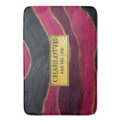 Pink Black Gold Abstract Luxury Magenta Marble バスマット (正面縦)