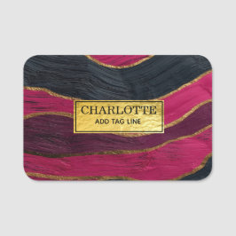 Pink Black Gold Abstract Luxury Magenta Marble 名札