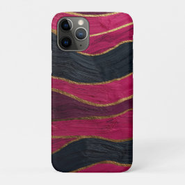 Pink Black Gold Abstract Luxury Magenta Marble iPhone 11 Proケース