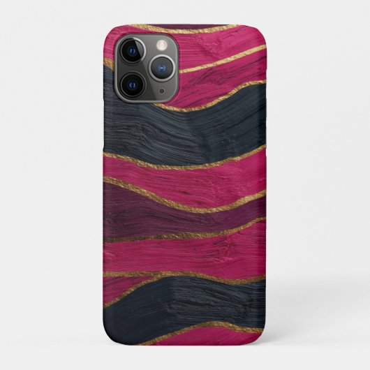Pink Black Gold Abstract Luxury Magenta Marble Case-Mate iPhoneケース (裏)