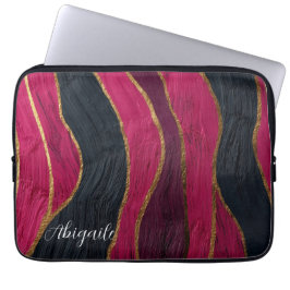 Pink Black Gold Abstract Luxury Magenta Marble Pa ラップトップスリーブ