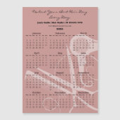 Pink Black Hair Stylist Tools 2026 Calendar Magnet (正面)