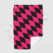 Pink Black Harlequin Diamonds Checkers Design  ゴルフタオル (インサイチュ)