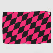 Pink Black Harlequin Diamonds Checkers Design  ゴルフタオル (横)