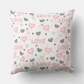 Pink Black Heart Art Pillow Cute I Love You Gift クッション (裏面)
