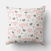 Pink Black Heart Art Pillow Cute I Love You Gift クッション (正面)