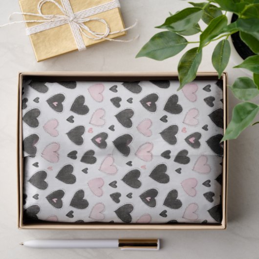 Pink Black Hearts Birthday 薄葉紙 (ギフト)