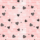 Pink Black Hearts Custom Name Cute I Love You Gift テーブルクロス