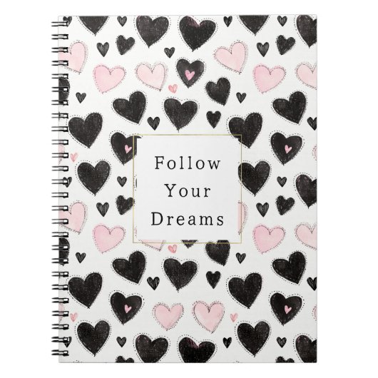 Pink Black Hearts Follow your dreams ノートブック (正面)
