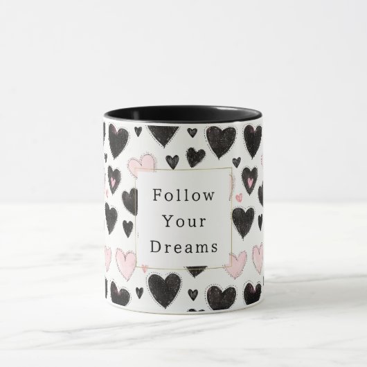 Pink Black Hearts Follow your dreams マグカップ (中央)