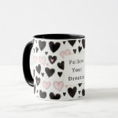 Pink Black Hearts Follow your dreams マグカップ (正面左)