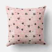 Pink Black Hearts Sketch Pillow Best Valentine’s  クッション (裏面)