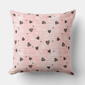 Pink Black Hearts Sketch Pillow Best Valentine’s  クッション (正面)