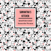 Pink Black Hearts Sketch Romantic Valentine Gift  エプロン