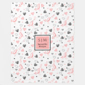 Pink Black Hearts Sweet I Love You Wedding Gift   フリースブランケット (正面)