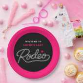 Pink Black Her Last Rodeo Bachelorette Party ペーパープレート (パーティー)
