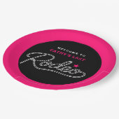 Pink Black Her Last Rodeo Bachelorette Party ペーパープレート (アングル)