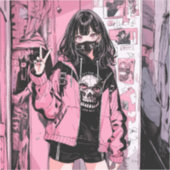 Pink & Black JKシール|寿司娘 GenerativeAI シール (正面)