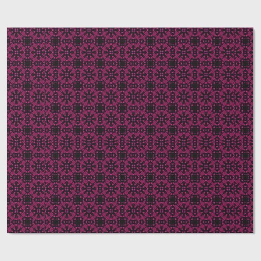 Pink & Black Kaleidoscope Fractal Pattern Wrapping ラッピングペーパー (フラット)