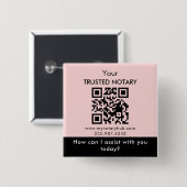 Pink Black Notary Branding with QR Code 缶バッジ (正面&裏面)