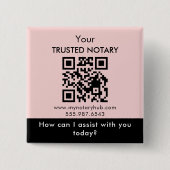 Pink Black Notary Branding with QR Code 缶バッジ (正面)