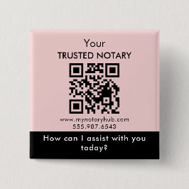 Pink Black Notary Branding with QR Code 缶バッジ