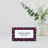 Pink & Black Paw Prints Dog Groomer Business Card 名刺 (スタンド正面)