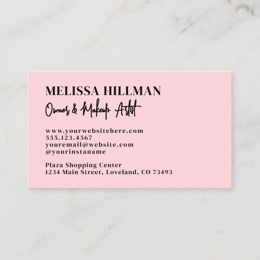 Pink Black Photo Makeup 名刺 (裏面)