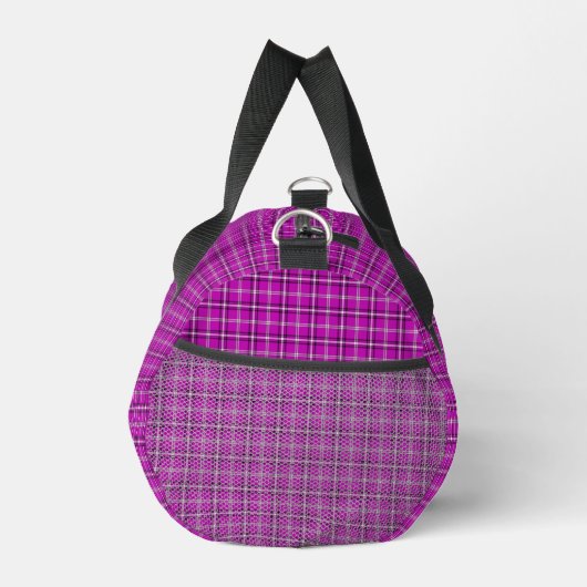 Pink Black Plaid Classic Pattern ダッフルバッグ (右)