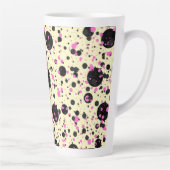 Pink & Black Polka Dot Glam Pattern カフェラテマグ (右)