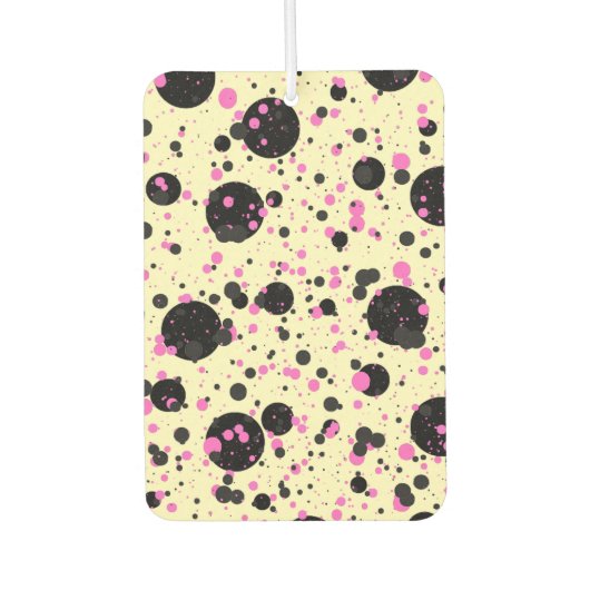 Pink & Black Polka Dot Glam Pattern カーエアーフレッシュナー (正面)