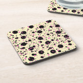 Pink & Black Polka Dot Glam Pattern コースター (左側)