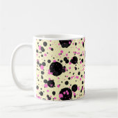 Pink & Black Polka Dot Glam Pattern コーヒーマグカップ (左)