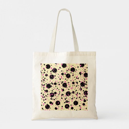 Pink & Black Polka Dot Glam Pattern トートバッグ (裏面)