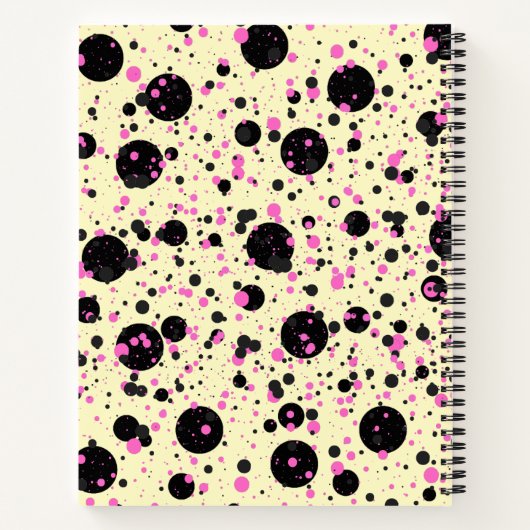 Pink & Black Polka Dot Glam Pattern ノートブック (裏面)