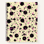 Pink & Black Polka Dot Glam Pattern ノートブック (正面)