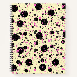 Pink & Black Polka Dot Glam Pattern ノートブック