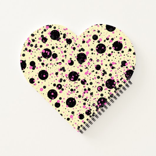 Pink & Black Polka Dot Glam Pattern ノートブック (裏面)