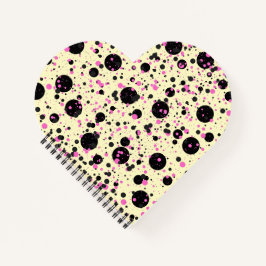 Pink & Black Polka Dot Glam Pattern ノートブック