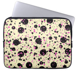 Pink & Black Polka Dot Glam Pattern ラップトップスリーブ