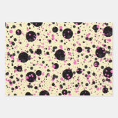 Pink & Black Polka Dot Wrapping Paper  ラッピングペーパーシート (正面2)