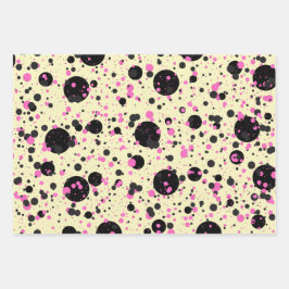 Pink & Black Polka Dot Wrapping Paper ラッピングペーパーシート
