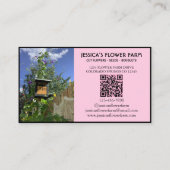 Pink & Black QR Code Professional 2 Photo Floral 名刺 (裏面)