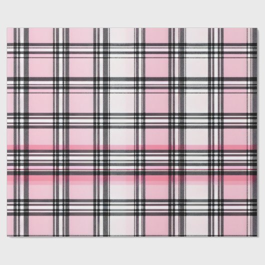 Pink Black  Red Plaid Pattern ラッピングペーパー (フラット)