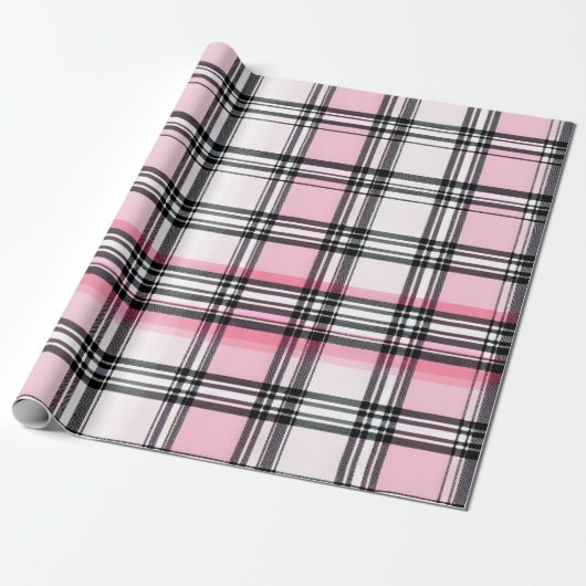 Pink Black  Red Plaid Pattern ラッピングペーパー (アンロールド)