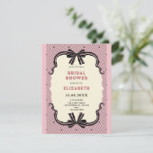 Pink black retro bow bridal shower 招待状 (スタンド正面)