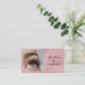 Pink Black Script Photo Lashes Business Card 名刺 (スタンド正面)